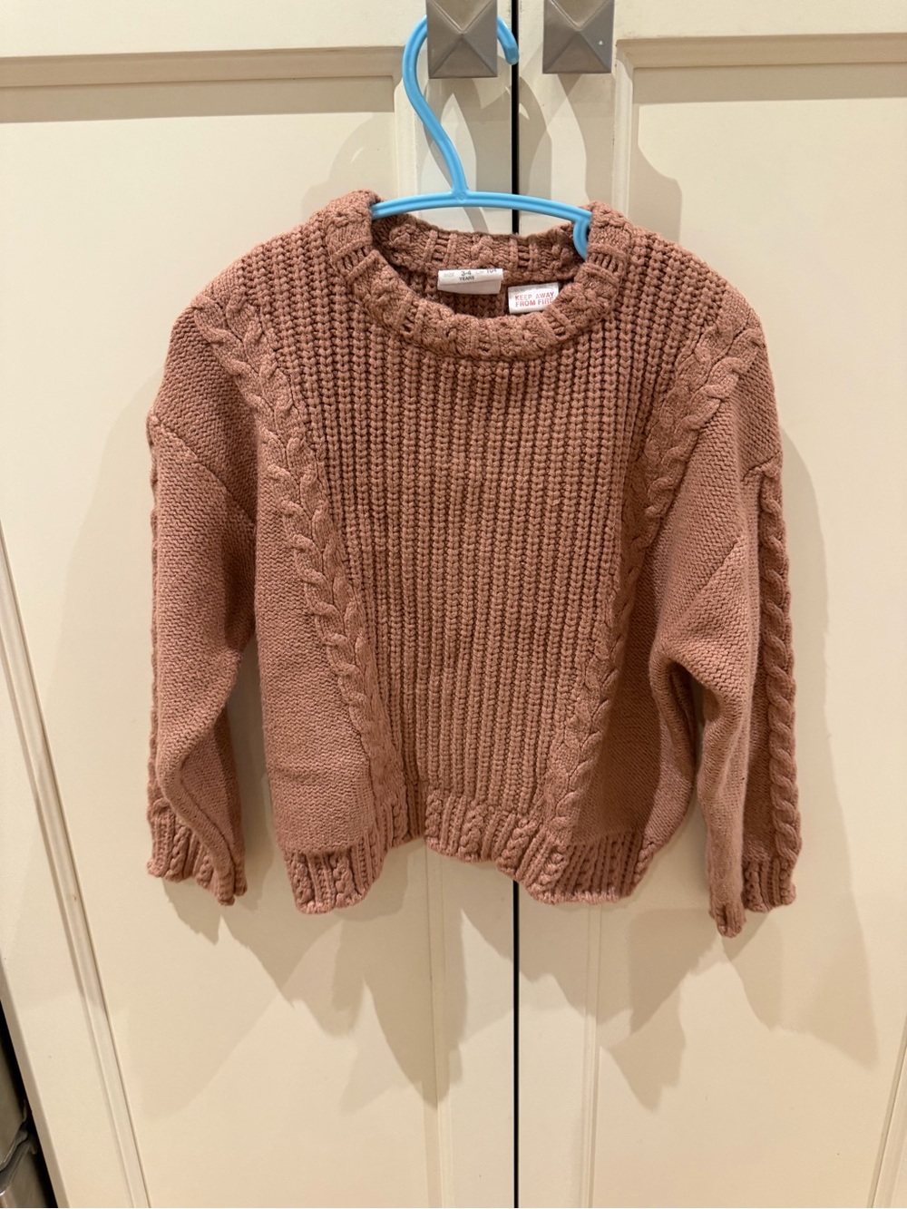 Zara 3-4t Chunky Cable Knit Sweater - Pink